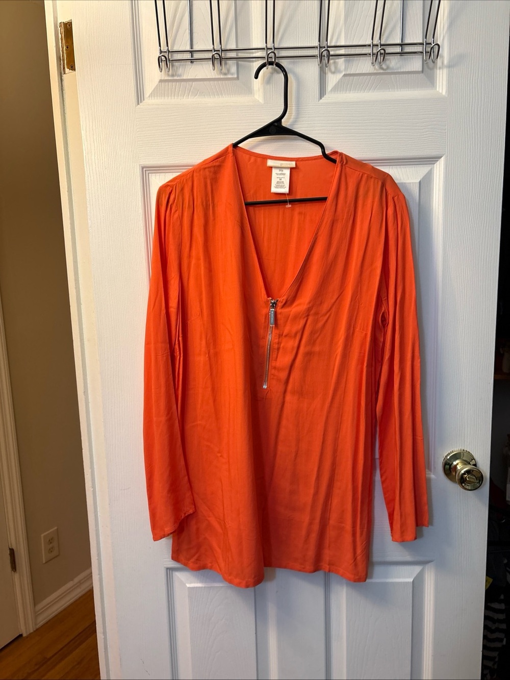 MICHAEL Michael Kors Orange Long-Sleeve V-Neck Zip Pullover